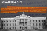 A photo illustration combining a photograph of the Arizona State Capitol Building and a quote from the bill that’s repeated in the article.