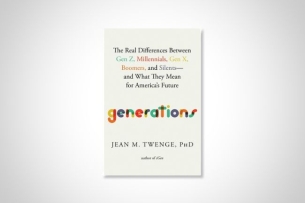 Cover of Generations by Jean Twenge, with the title in multicolored lowercase letters.