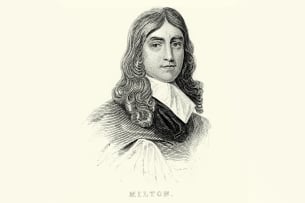 An engraving of the English poet John Milton.