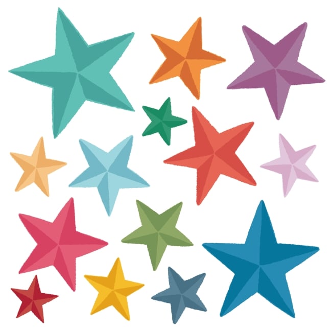 Group of colorful star stickers