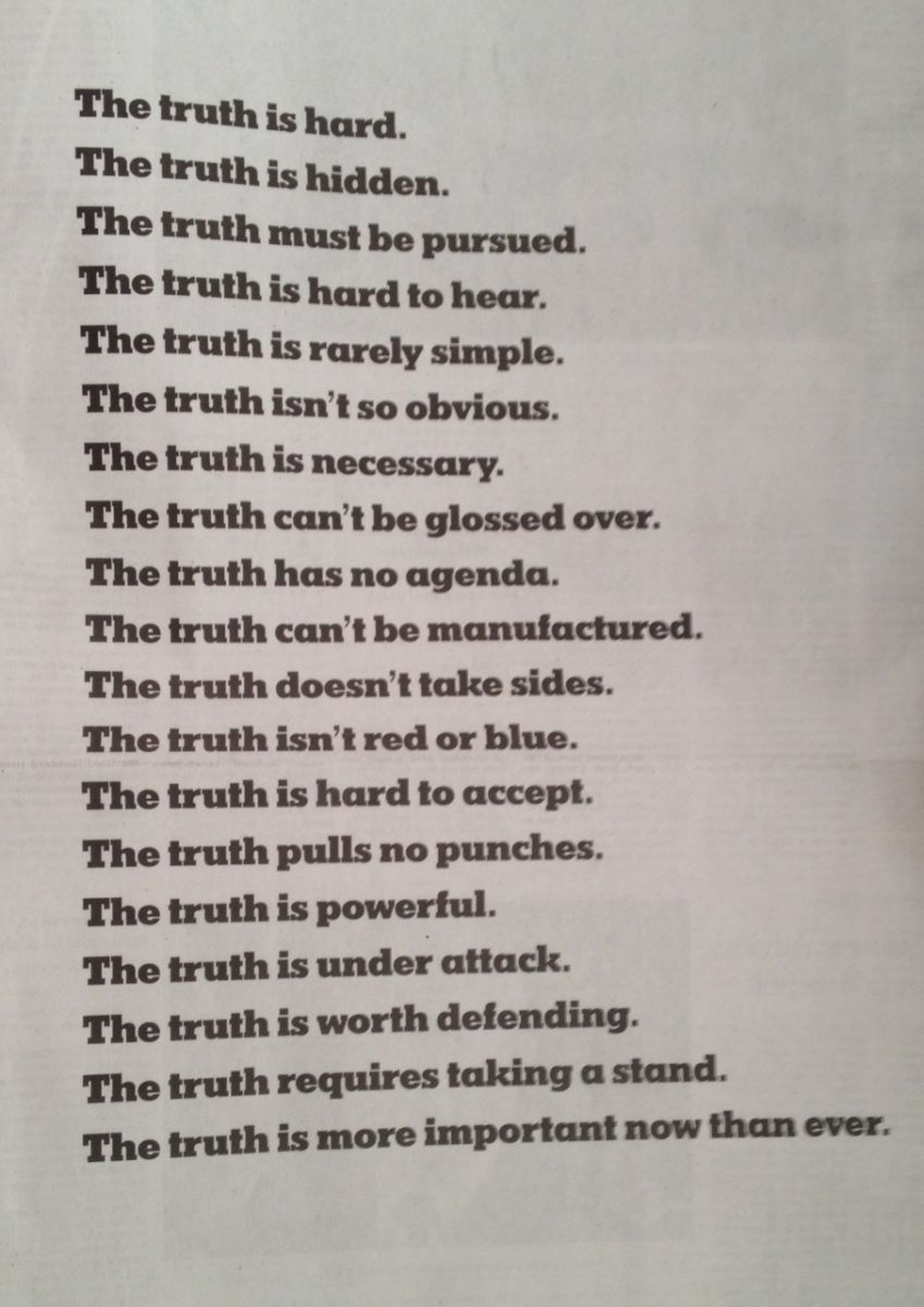 New York Times advertisement about truth