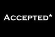 Word "accepted" with asterisk written in white letters on a black background