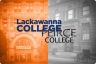 A photo illustration of the Lackawanna College and Peirce College logos.