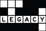 An image of a crossword puzzle with blank spaces; one line is filled out, across, reading "LEGACY."