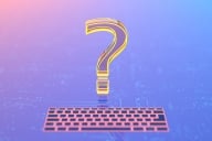 An illustration of a question mark hovering above a keyboard.