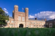 A photograph of Brookings Hall on Washington University in St. Louis's Danforth campus.