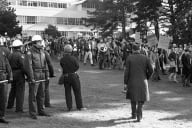 Students and teachers demonstrate on campus during San Francisco State strike, December 6, 1968