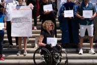 A photo of faculty protesters at the University of Texas at Austin.