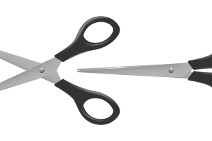 A photo of two pairs of scissors, one closed and one open, ready to cut.