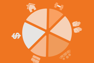 A pie chart features different icons representing dimensions of wellness.