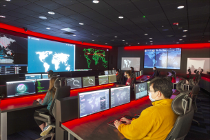 Students sitting at computers in a lab