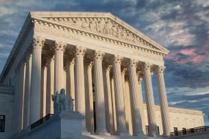The front facade of the Supreme Court building