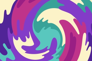 Whirlpool of swirling colors in waves
