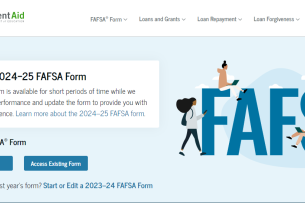 webpage with the word FAFSA