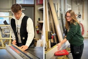 Students from Wyoming's new CTE instruction bridge course practice teaching construction skills
