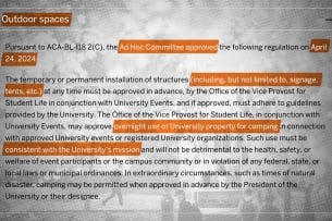 Text of a policy with some words highlighted in orange