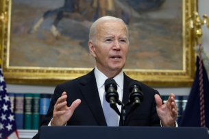 President Biden speaks in the Roosevelt Room of the White House