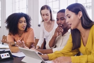 Students of color studying 