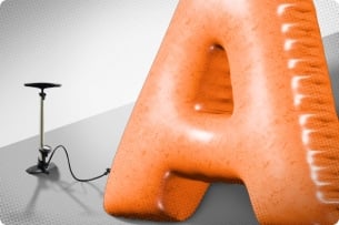 A large inflatable "A" is attached to a ballon pump in a photo illustration intended to depict the concept of grade inflation.