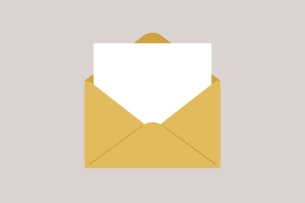 An illustration of a letter in an open envelope.