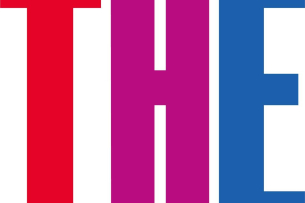 The Times Higher Education logo, with a red T, purple H and blue E.