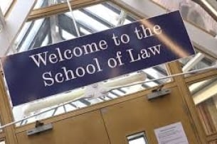 A banner proclaims, "Welcome to the School of Law"