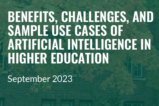 Cover of Benefits, Challenges, and Sample Use Cases of AI in Higher Education