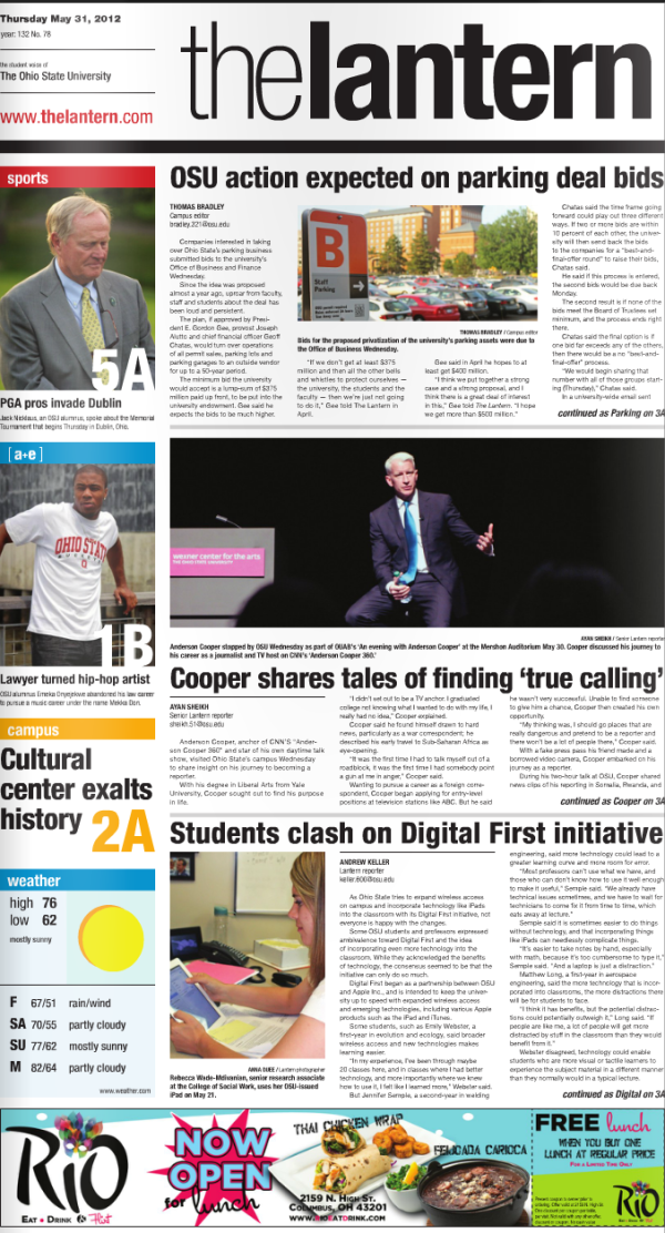 Ohio State student newspaper The Lantern contracts with Gannett