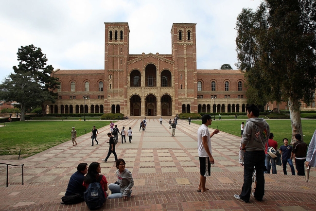 Students walk on campus at UCLA.