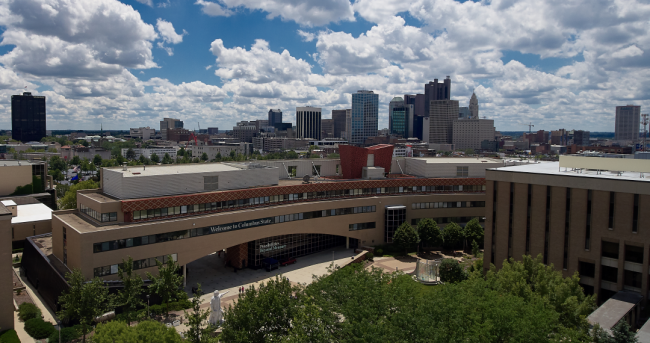 An aerial shot of Columbus State Community College