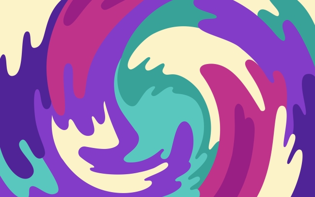 Whirlpool of swirling colors in waves