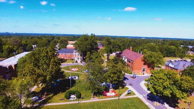 An aerial view of the SAU campus