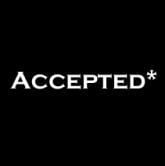 Word "accepted" with asterisk written in white letters on a black background