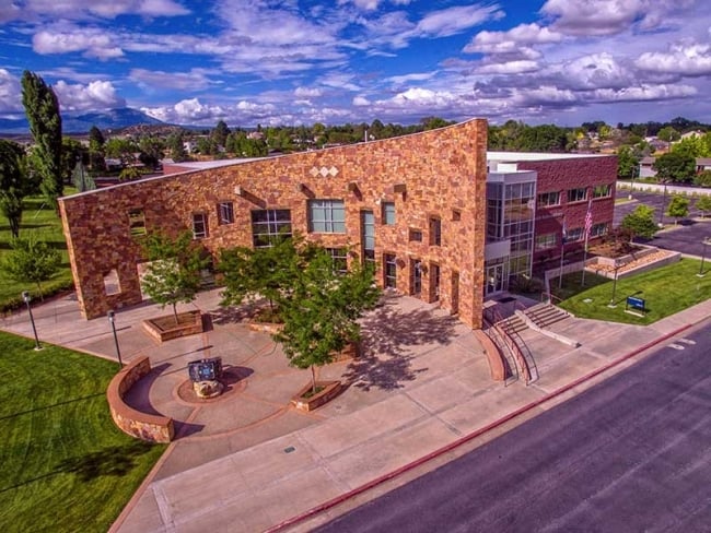 An aerial shot of the USU Blanding campus