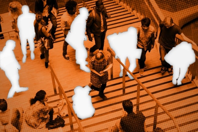 A photo illustration with students replaced by silhouttes. 