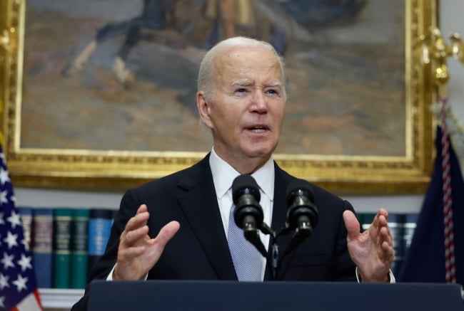 President Biden speaks in the Roosevelt Room of the White House