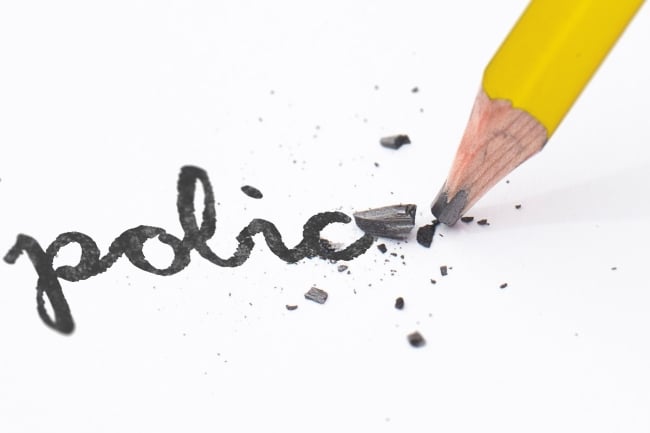 Illustration of a broken pencil writing policy
