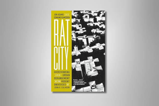 The book cover for "Rat City: Overcrowding and Urban Derangement in the Rodent Universes of John B. Calhoun," by Jon Adams and Edmund Ramsden.