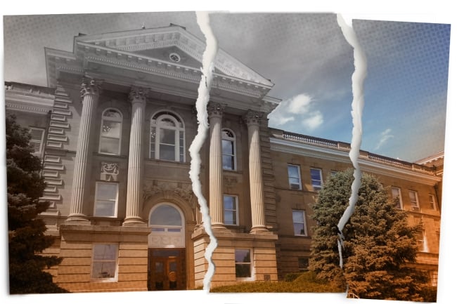 A photo illustration of Western Illinois University's campus.