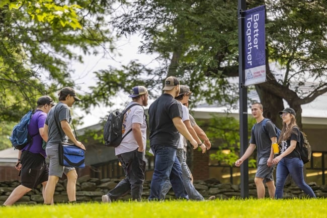 Students walk on campus