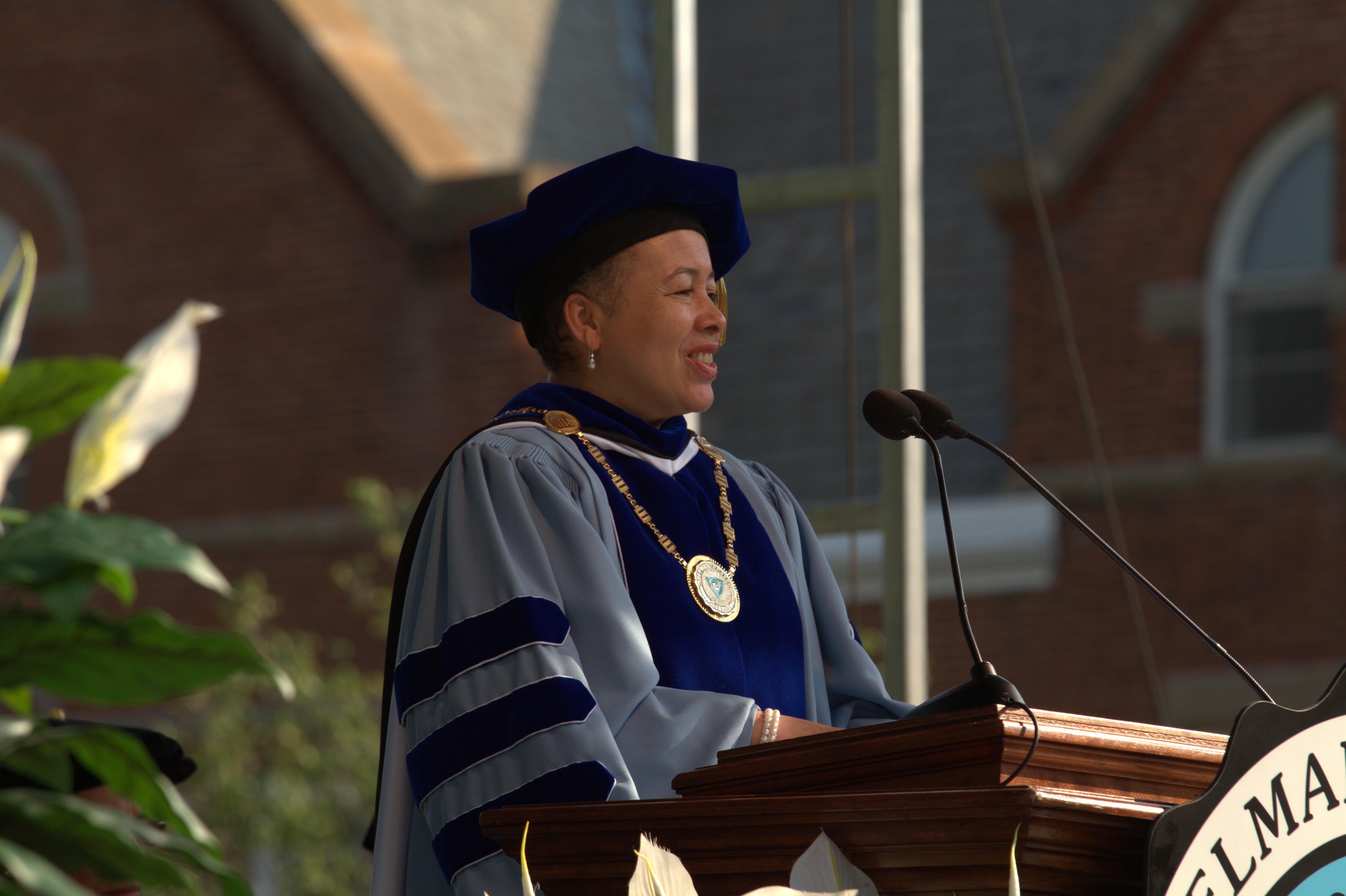 Beverly Daniel Tatum gives a speech at Spelman College.
