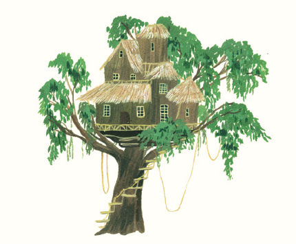 An illustration of the "Swiss Family Robinson" treehouse